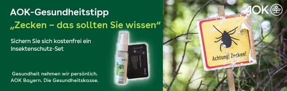 Header zum AOK-Gesundheitstipp 'Zecken - das sollten Sie wissen'.png